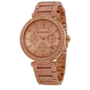 MICHAEL KORS ROSE GOLD CRYSTAL GLITZ PARKER